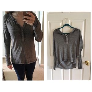 Lucky Lotus Long Sleeve Grey Top Size Small